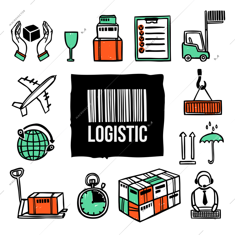 Logistic freight shipping export and transportation decorative icon set isolated vector illustration