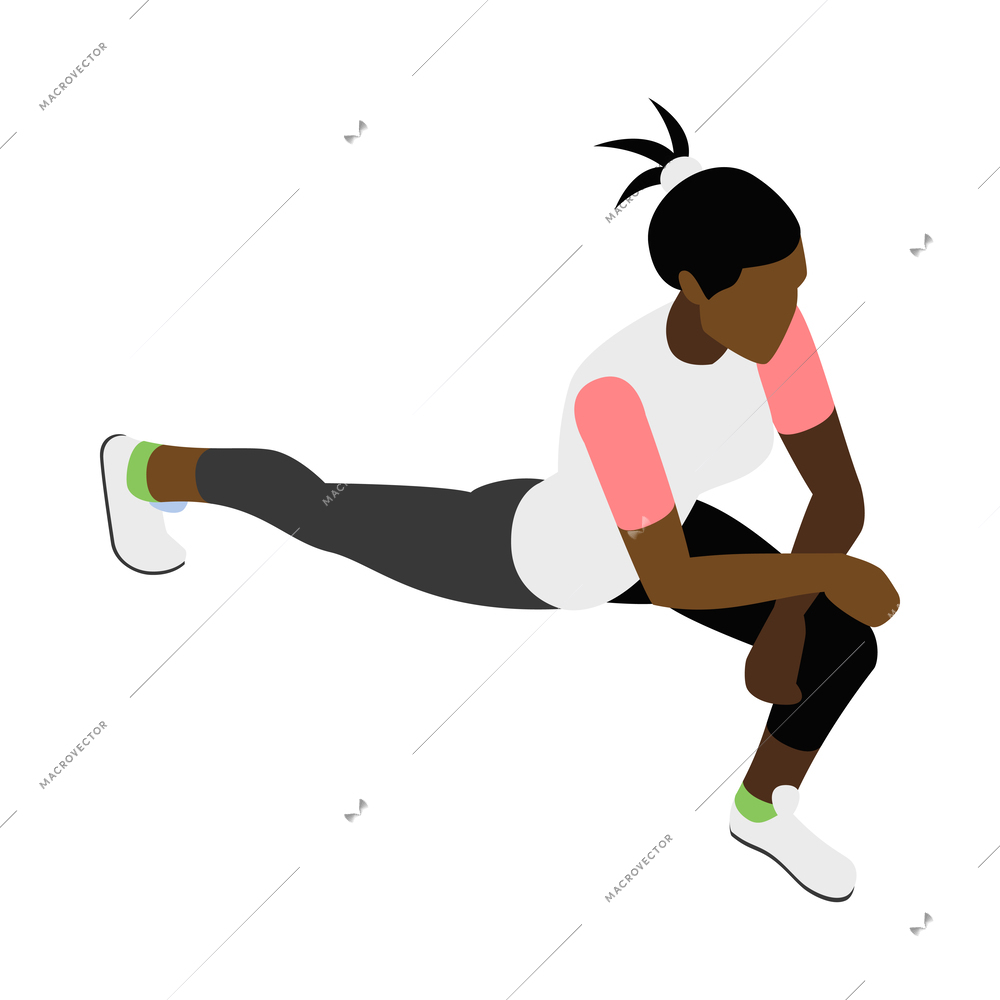 Street workout isometric composition with human character performing warm up exercise on sports equipment vector illustration