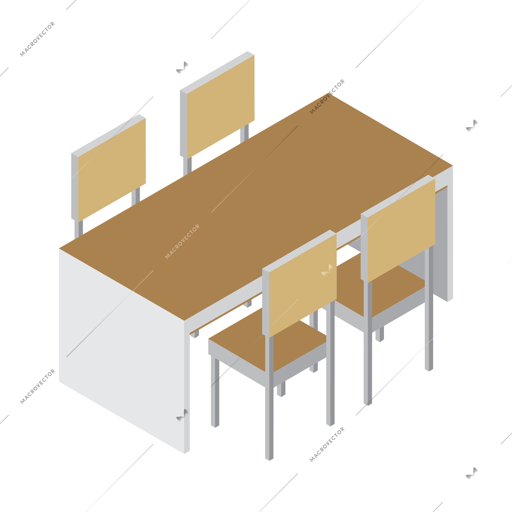 Furniture interior elements isometric composition with isolated furnishing icon on blank background vector illustration