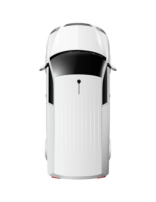 Cars top view realistic composition with isolated image of white automobile on blank background vector illustration