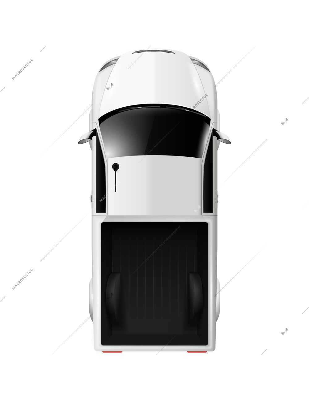 Cars top view realistic composition with isolated image of white automobile on blank background vector illustration