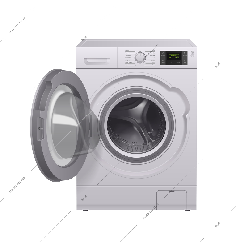 Washing machine realistic composition with isolated image of household appliance on blank background vector illustration
