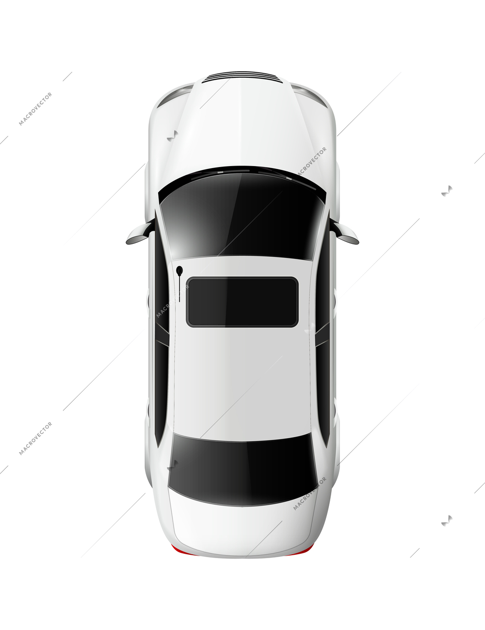 Cars top view realistic composition with isolated image of white automobile on blank background vector illustration