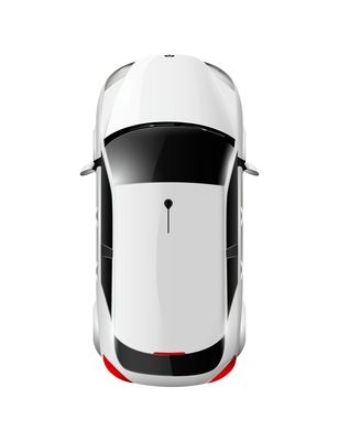 Cars top view realistic composition with isolated image of white automobile on blank background vector illustration