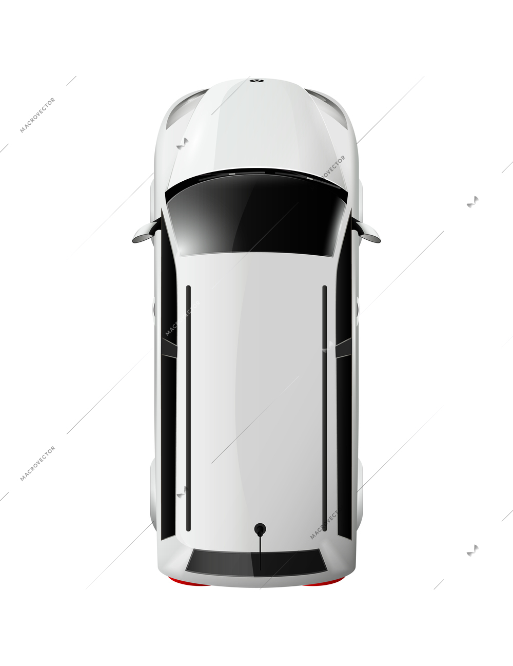 Cars top view realistic composition with isolated image of white automobile on blank background vector illustration