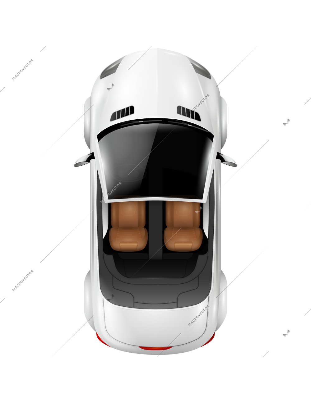 Cars top view realistic composition with isolated image of white automobile on blank background vector illustration