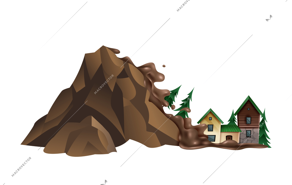 Natural disasters life threatening situation colorful composition with isolated image on blank background vector illustration