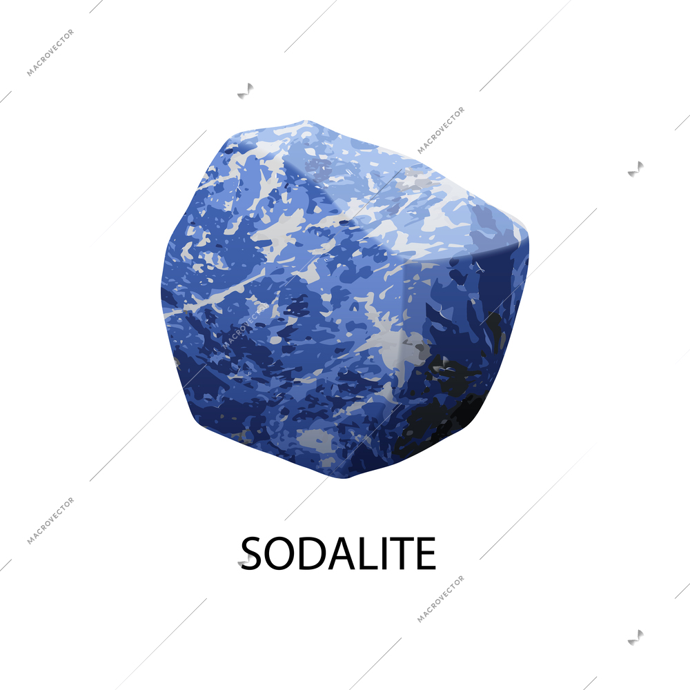 Colored and realistic stone mineral composition with isolated image and text caption vector illustration