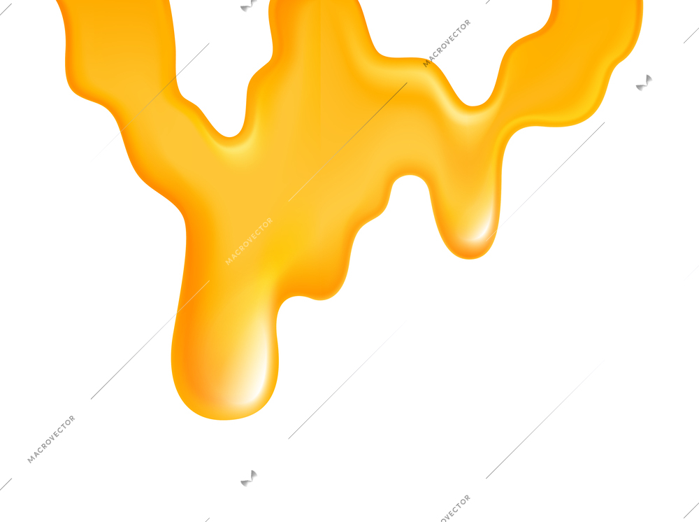 Blood splatters blots drips realistic composition with yellow liquid on blank background vector illustration