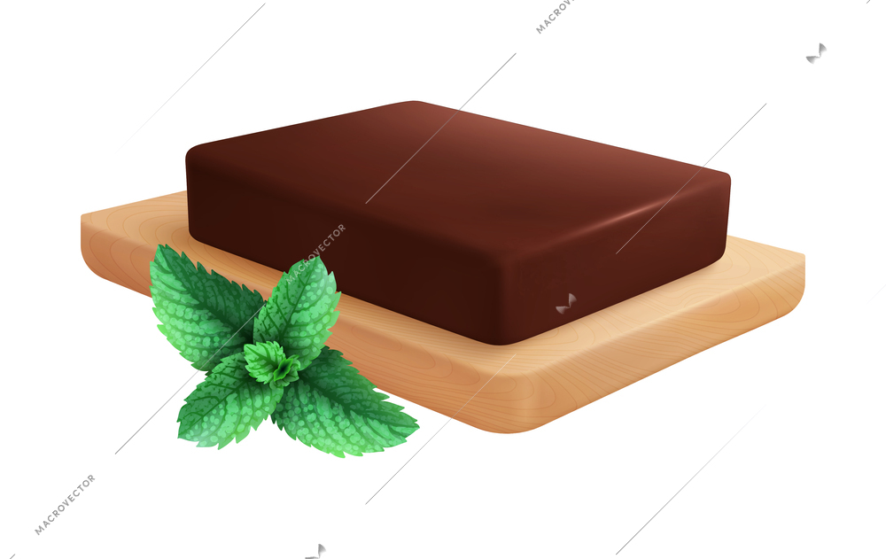 Chocolate butter realistic composition with brown liquid shapes on blank background vector illustration