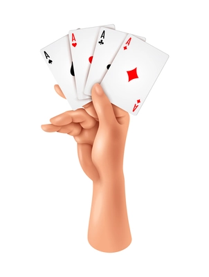 Hands games composition with realistic view of human hand palm on blank background with toy vector illustration