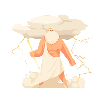 Ancient greek gods composition with isolated cartoon style character of mythical god vector illustration