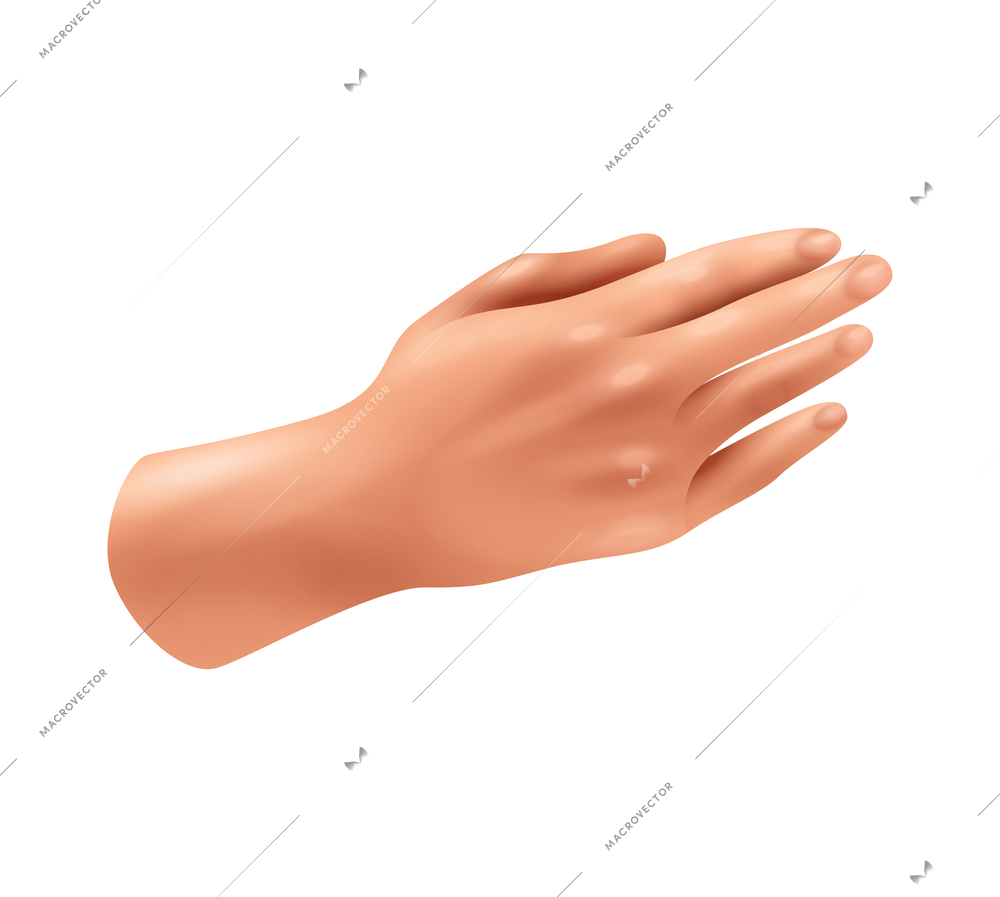 Hands games composition with realistic view of human hand palm on blank background vector illustration