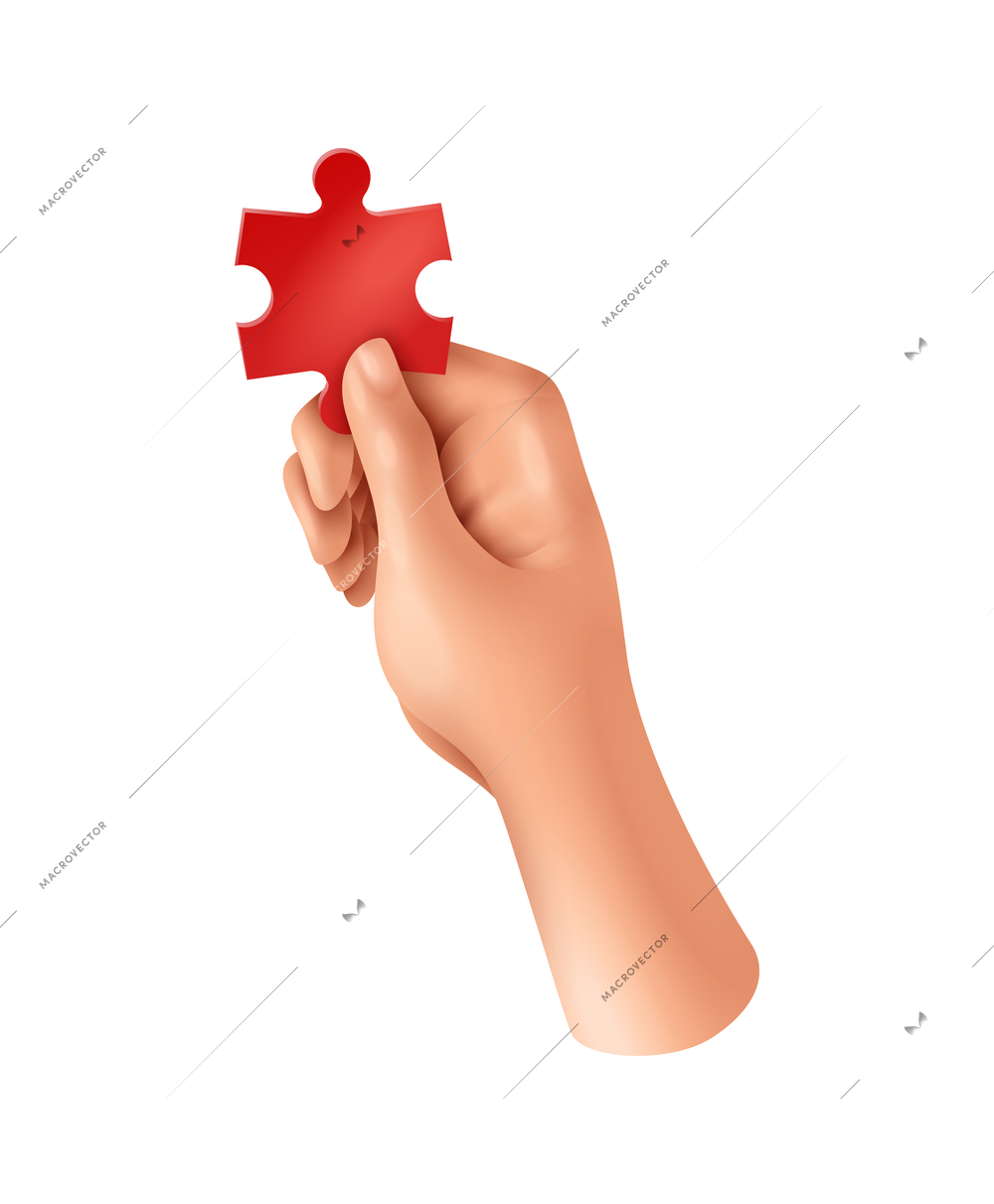 Hands games composition with realistic view of human hand palm on blank background with toy vector illustration