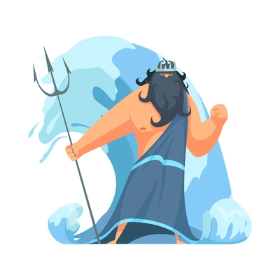 Ancient greek gods composition with isolated cartoon style character of mythical god vector illustration