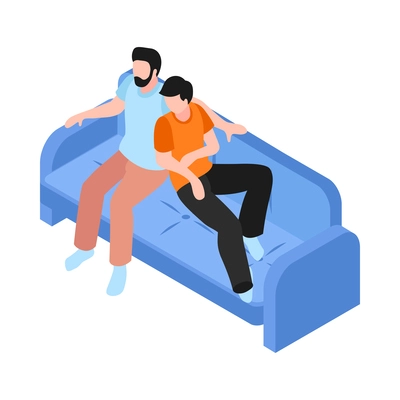 Isometric sex homosexual lgbt lesbian gay bisexual transgender family composition with human characters vector illustration