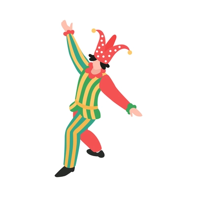 Isometric opera ballet theatre composition with isolated human character of theatrical performer in costume vector illustration