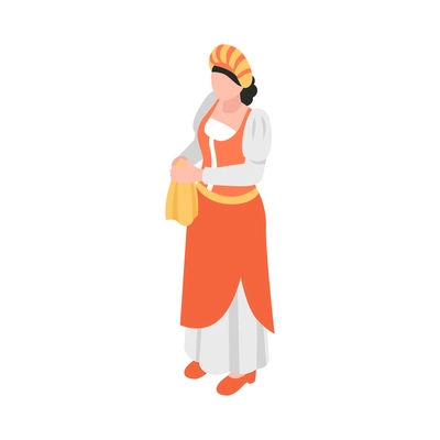 Isometric opera ballet theatre composition with isolated human character of theatrical performer in costume vector illustration