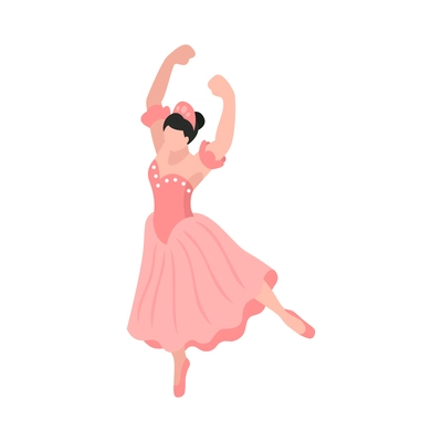 Isometric opera ballet theatre composition with isolated human character of theatrical performer in costume vector illustration