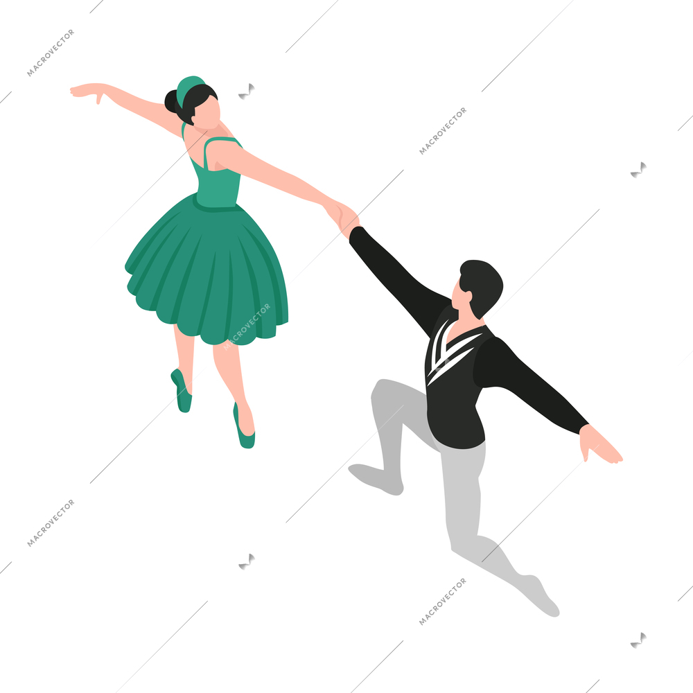 Isometric opera ballet theatre composition with isolated human character of theatrical performer in costume vector illustration