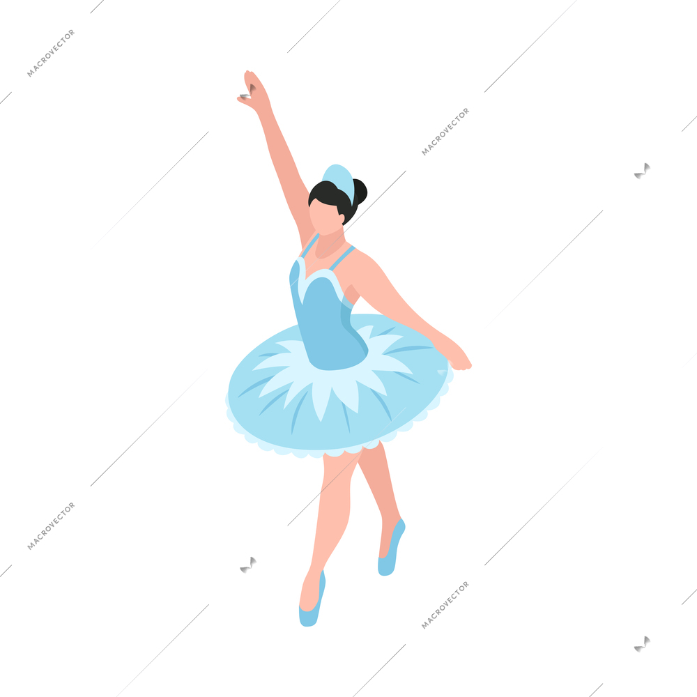 Isometric opera ballet theatre composition with isolated human character of theatrical performer in costume vector illustration