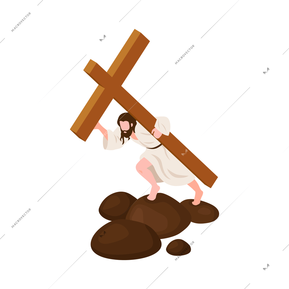 Isometric bible narratives composition with ancient christian characters in mythical scene vector illustration