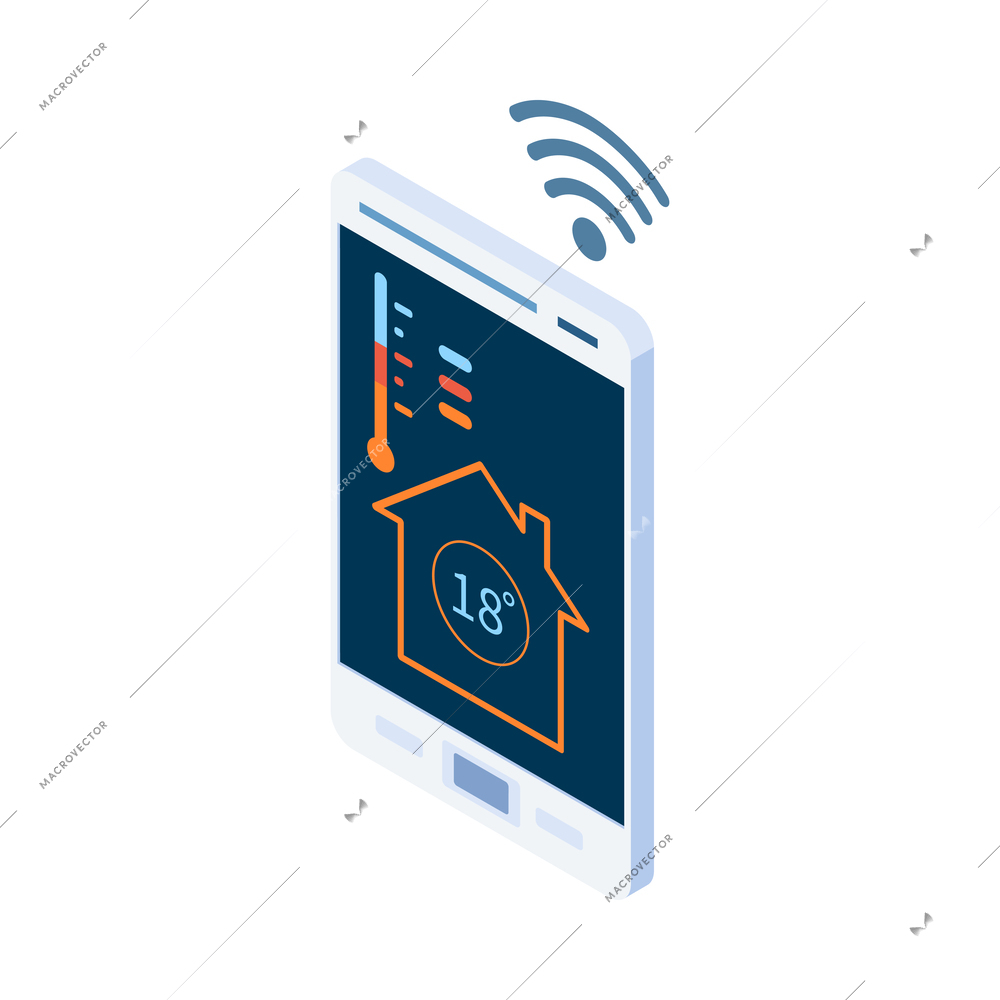 Home climate control isometric composition with isolated icon of domestic appliance on blank background vector illustration