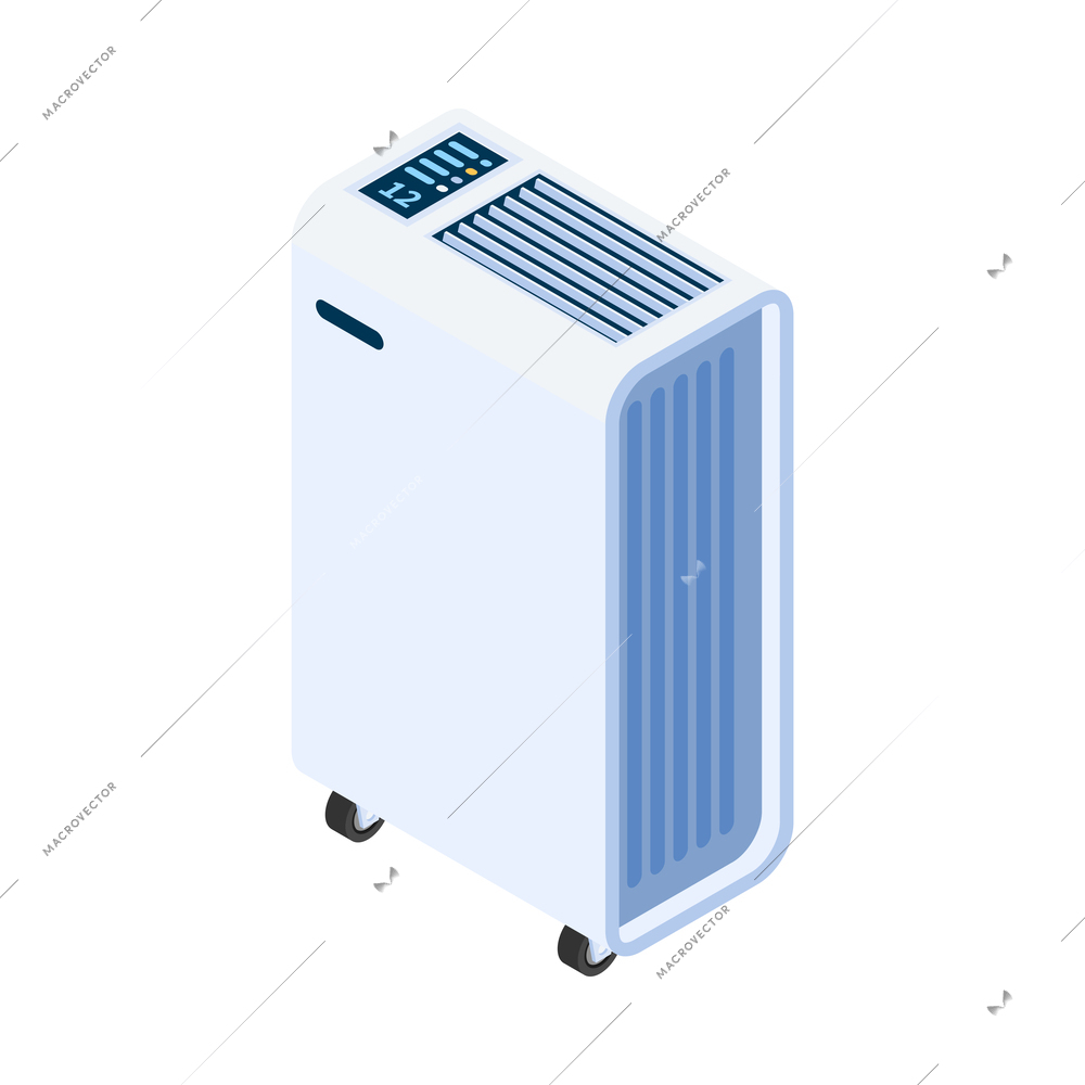 Home climate control isometric composition with isolated icon of domestic appliance on blank background vector illustration