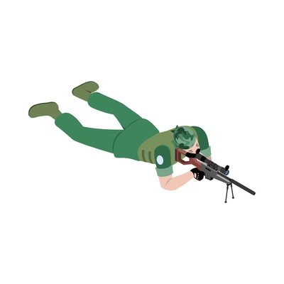 Army military equipment soldier isometric composition with isolated icon on blank background vector illustration