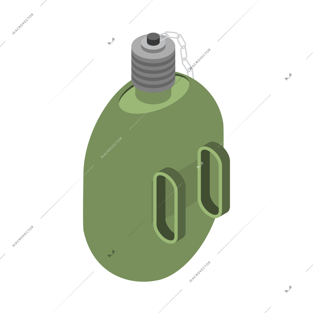Army military equipment soldier isometric composition with isolated icon on blank background vector illustration