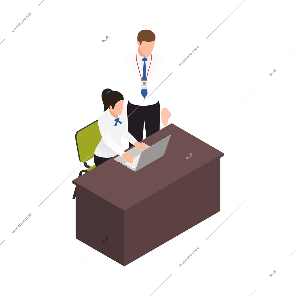 Business coaching isometric composition with strategy and success course isolated vector illustration