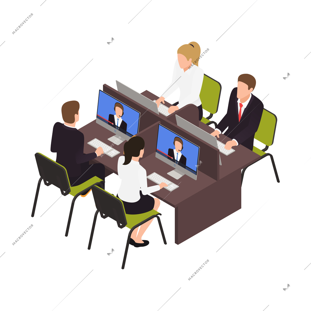 Business coaching isometric composition with strategy and success course isolated vector illustration