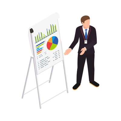 Business coaching isometric composition with strategy and success course isolated vector illustration