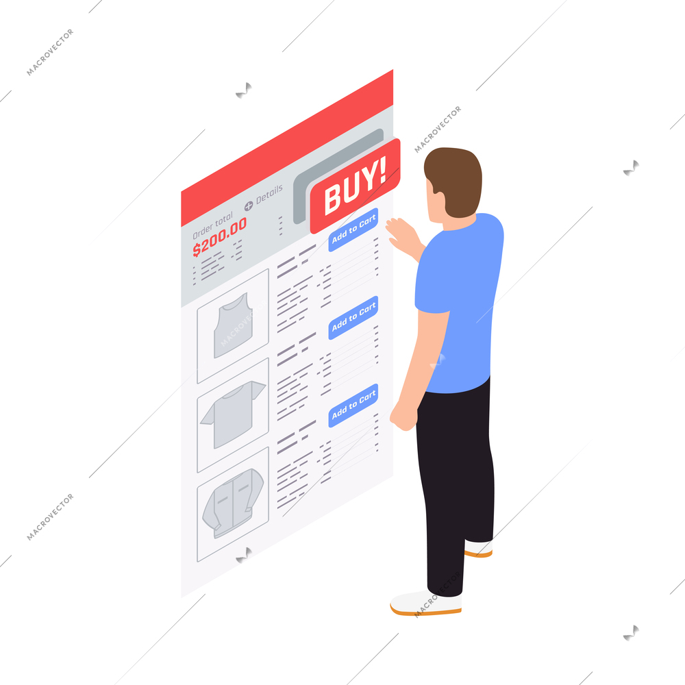 Mobile shopping composition of isolated ecommerce symbols and icons on blank background isometric vector illustration