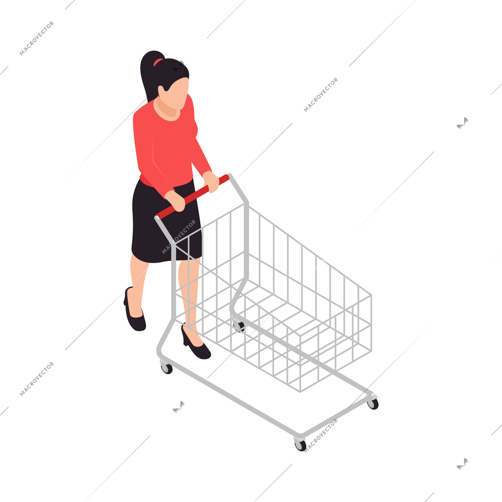 Mobile shopping composition of isolated ecommerce symbols and icons on blank background isometric vector illustration