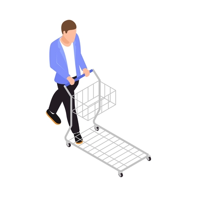 Mobile shopping composition of isolated ecommerce symbols and icons on blank background isometric vector illustration