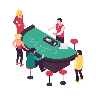 Casino and gambling isometric composition with isolated icon on blank background vector illustration