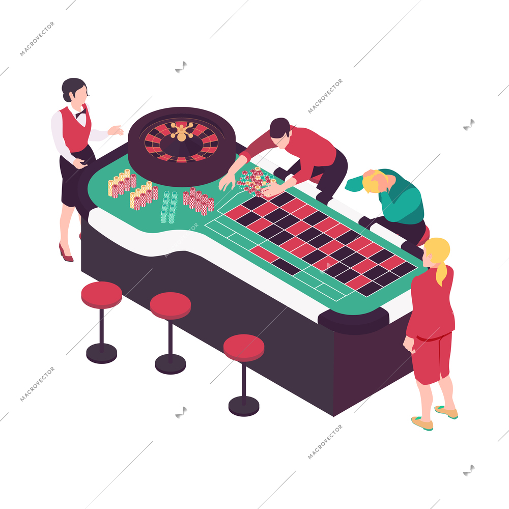 Casino and gambling isometric composition with isolated icon on blank background vector illustration