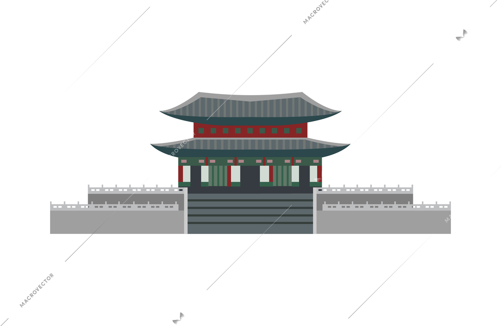 South korea tourism travel composition with isolated icon on blank background vector illustration