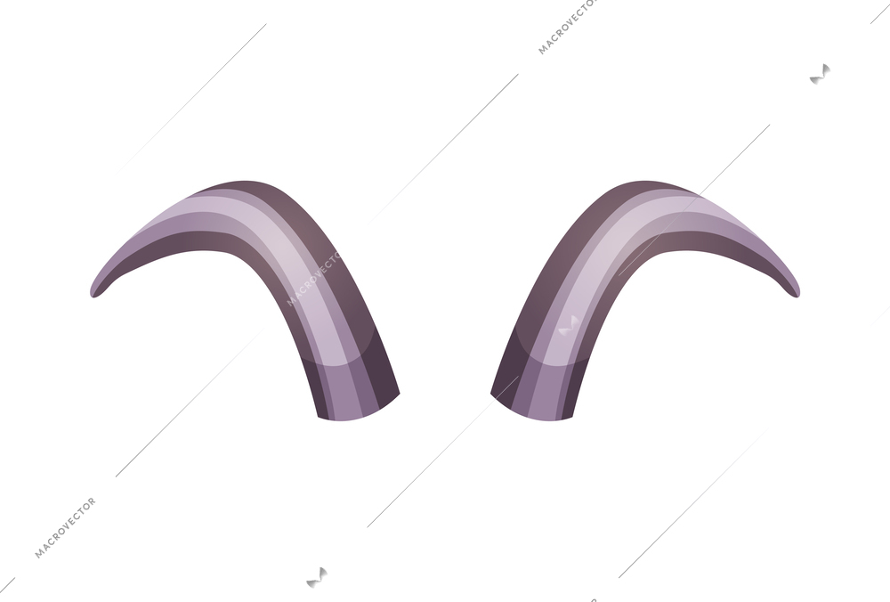 Horns composition with isolated colourful horning paired images for doodle mask on blank background vector illustration