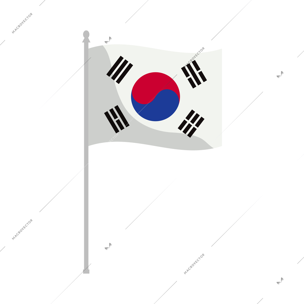 South korea tourism travel composition with isolated icon on blank background vector illustration