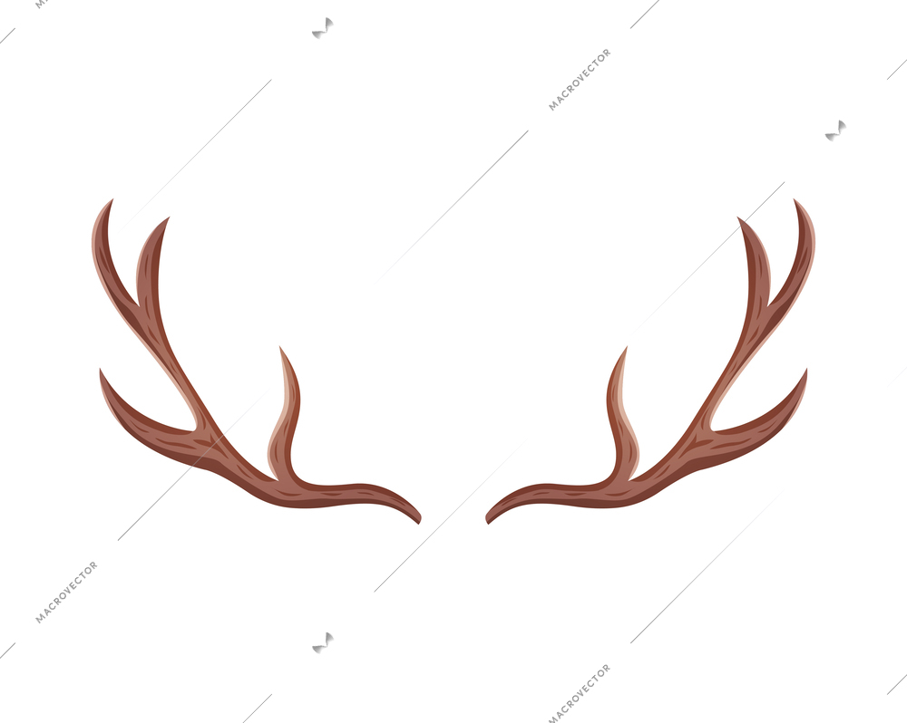 Horns composition with isolated colourful horning paired images for doodle mask on blank background vector illustration