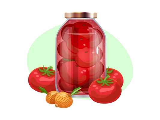 Pickles composition with isolated image of marinated vegetables in glass jars with ripe fruits vector illustration