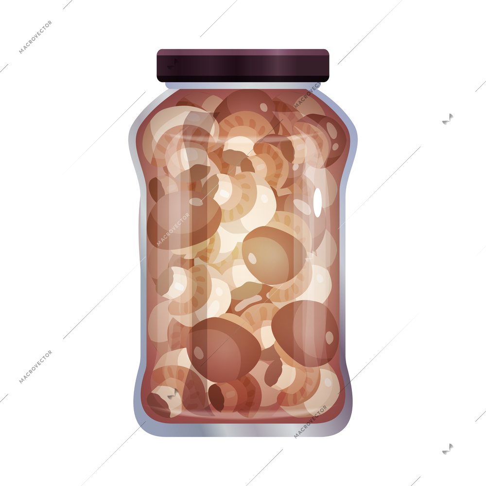 Pickles composition with isolated image of mason jar filled with marinated vegetables on blank background vector illustration