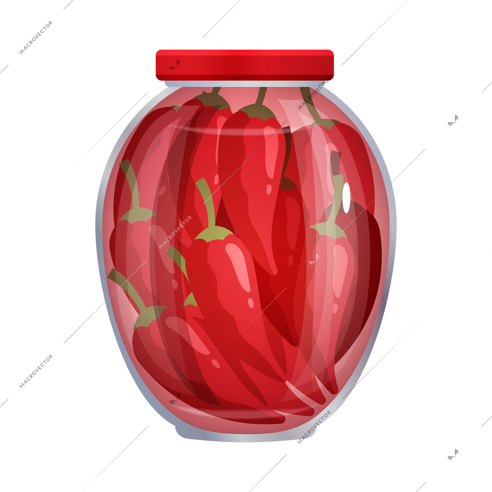 Pickles composition with isolated image of mason jar filled with marinated vegetables on blank background vector illustration