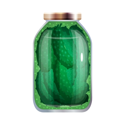 Pickles composition with isolated image of mason jar filled with marinated vegetables on blank background vector illustration