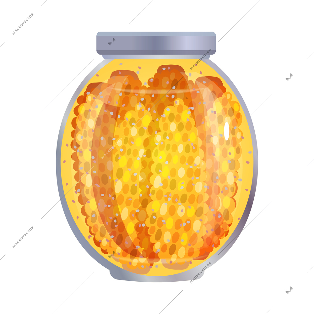 Pickles composition with isolated image of mason jar filled with marinated vegetables on blank background vector illustration