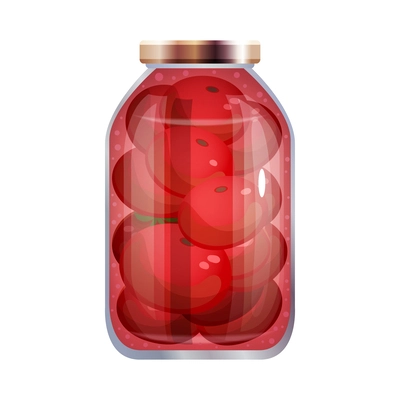 Pickles composition with isolated image of mason jar filled with marinated vegetables on blank background vector illustration