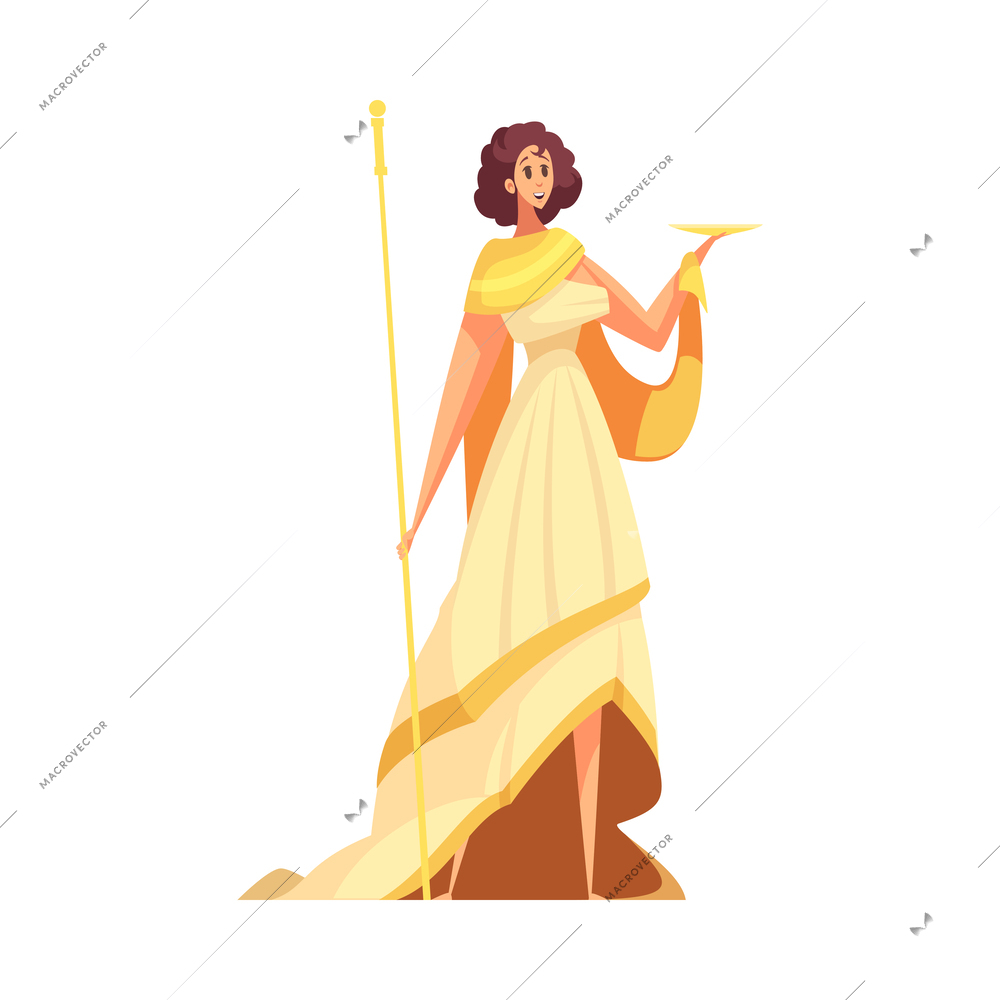 Ancient greek gods composition with isolated cartoon style character of mythical god vector illustration