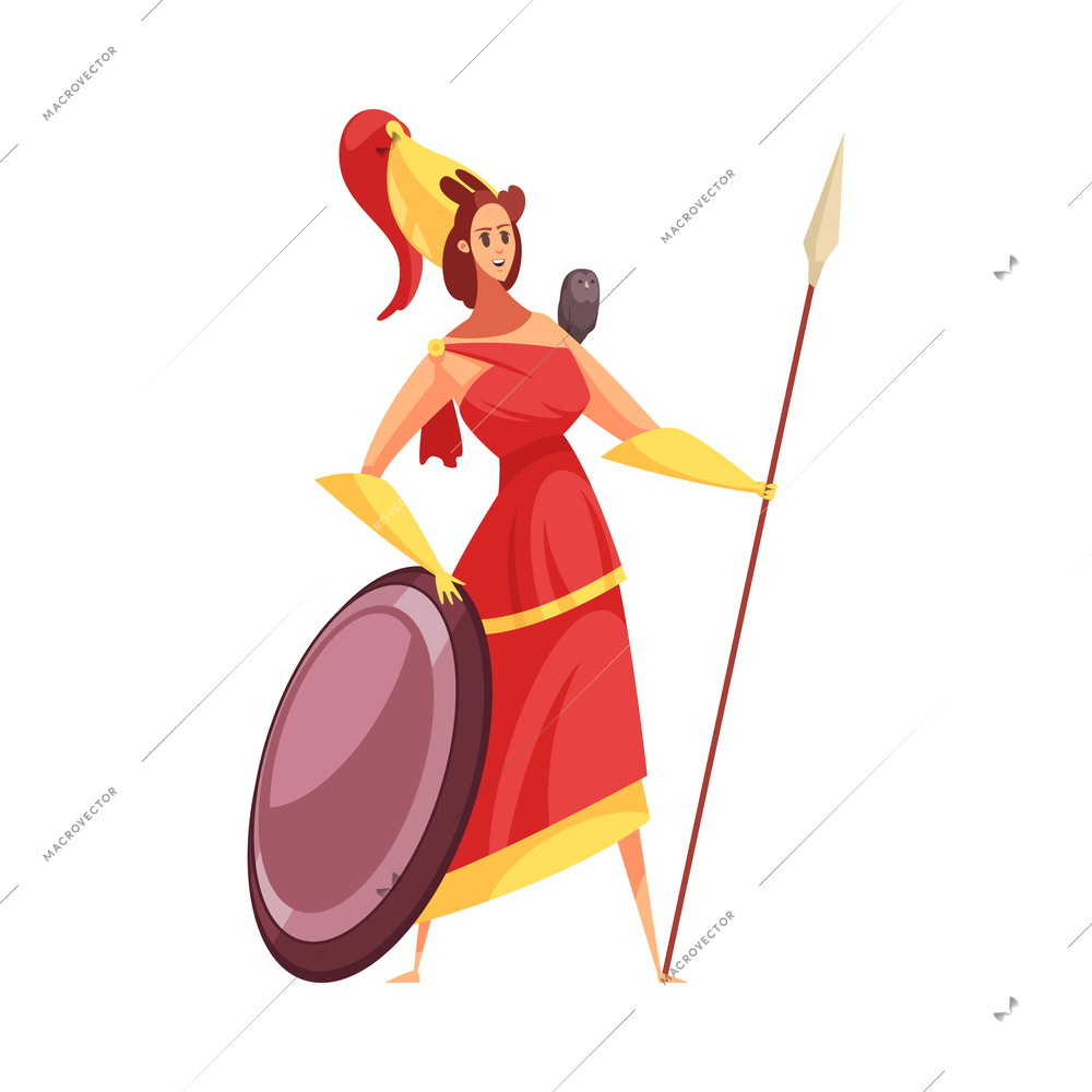 Ancient greek gods composition with isolated cartoon style character of mythical god vector illustration